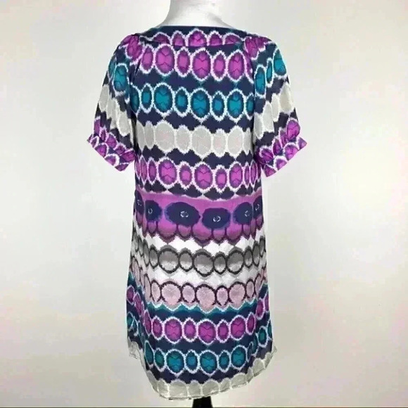 Glam dress sz S 100% silk multicolored geometric - Picture 4 of 8